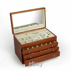 Sleek 18 Note Spacious Wood Tone Musical Jewelry Box Over 400 Song Choices