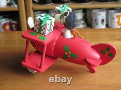 Snoopy / Peanuts Schmid Music Box Santa's Helper Plane Vintage 1984 Wood