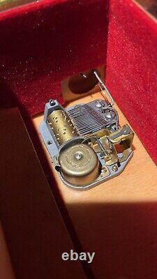 Sorento Marquetry Wood Inlay Musical Jewelry Box With Lock & Key