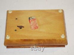 Sorrento Italy Reuge Burl Maple Wood Music Jewelry Box Inlaid Wood, Key & Insert