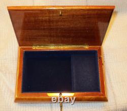 Sorrento Italy Reuge Burl Maple Wood Music Jewelry Box Inlaid Wood, Key & Insert