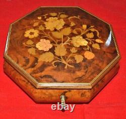 Sorrento Octagonal Marquetry Musical Jewellery Box Plays Love Story