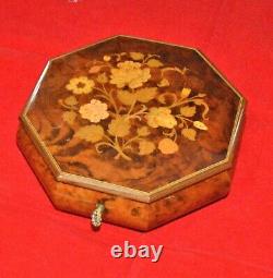 Sorrento Octagonal Marquetry Musical Jewellery Box Plays Love Story