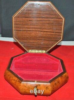 Sorrento Octagonal Marquetry Musical Jewellery Box Plays Love Story