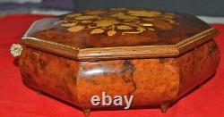 Sorrento Octagonal Marquetry Musical Jewellery Box Plays Love Story