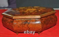 Sorrento Octagonal Marquetry Musical Jewellery Box Plays Love Story