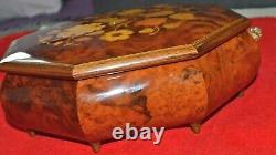 Sorrento Octagonal Marquetry Musical Jewellery Box Plays Love Story