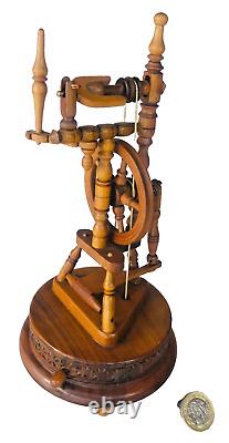Spinning Wheel Wood Music Box Working Vintage Likely Swiss ra