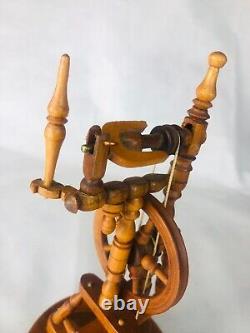 Spinning Wheel Wood Music Box Working Vintage Likely Swiss ra