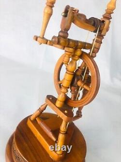 Spinning Wheel Wood Music Box Working Vintage Likely Swiss ra