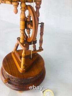 Spinning Wheel Wood Music Box Working Vintage Likely Swiss ra