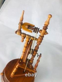 Spinning Wheel Wood Music Box Working Vintage Likely Swiss ra