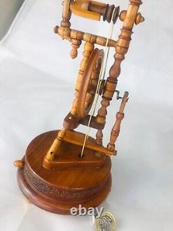 Spinning Wheel Wood Music Box Working Vintage Likely Swiss ra