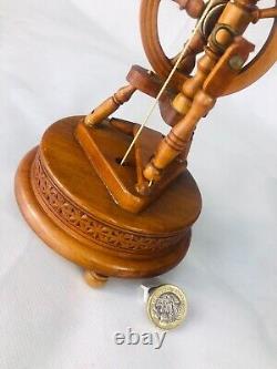 Spinning Wheel Wood Music Box Working Vintage Likely Swiss ra