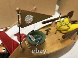 Steinbach Fisherman Smoker Swiss Music box Wooden Principal III Boat Vintage