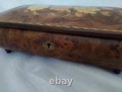 Stunning Vintage Large REUGE Wood Jewelry Box Plays Fur / Fuer Elise