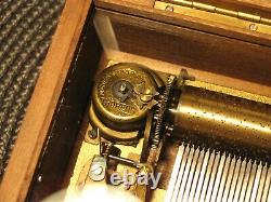 Stunning Vintage Thorens Music Box 4 Song 52 Note Swiss Movement Wood Case Works