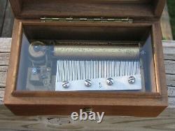 Stunning Vintage Thorens Music Box 4 Song 52 Note Swiss Movement Wood Case Works