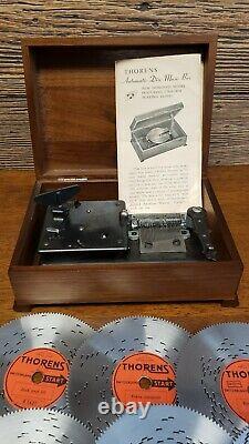 Superb Thorens AD 30 Automatic Disc Wood Music Box with31 Metal Discs, Working