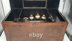 Swiss 8 Air Cylinder Walnut Music Box With Butterflies and Bells in Sight