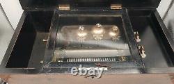 Swiss 8 Air Cylinder Walnut Music Box With Butterflies and Bells in Sight