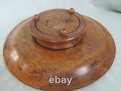 Swiss Black Forest Platter Carved Wood Edleweiss A/F Music box Large 33cm