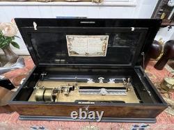 Swiss Cylinder Music Box with 3 Interchangeable Cylinders Circa 1885-1900