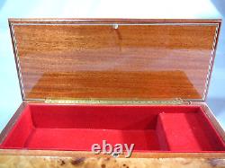 Swiss Reuge 11 Burl Wood Music Box with Key Switzerland Excellent