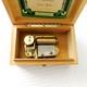 Swiss Thorens Music Box 2 Tune Wind Up Inlaid Wood Shield Vg Condition Vintage