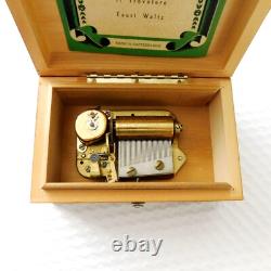 Swiss Thorens Music Box 2 Tune Wind up Inlaid Wood Shield VG Condition Vintage