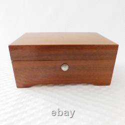 Swiss Thorens Music Box 2 Tune Wind up Inlaid Wood Shield VG Condition Vintage