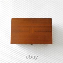 Swiss Thorens Music Box 2 Tune Wind up Inlaid Wood Shield VG Condition Vintage
