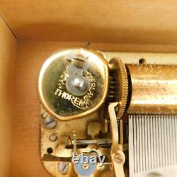 Swiss Thorens Music Box 2 Tune Wind up Inlaid Wood Shield VG Condition Vintage
