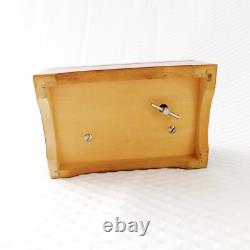Swiss Thorens Music Box 2 Tune Wind up Inlaid Wood Shield VG Condition Vintage