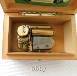 Swiss Thorens Music Box 2 Tune Wind up Inlaid Wood Shield VG Condition Vintage