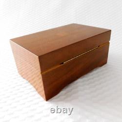 Swiss Thorens Music Box 2 Tune Wind up Inlaid Wood Shield VG Condition Vintage