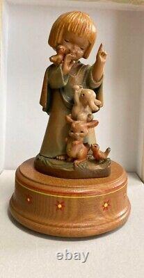 Swiss luge music box Henri wood carving doll