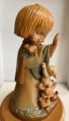 Swiss luge music box Henri wood carving doll