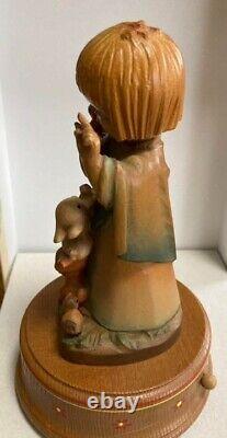 Swiss luge music box Henri wood carving doll