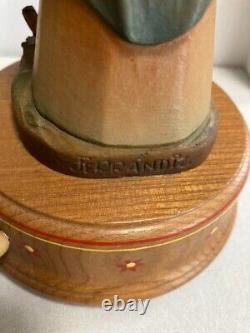 Swiss luge music box Henri wood carving doll