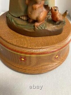 Swiss luge music box Henri wood carving doll