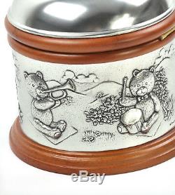 Teddy Bears Picnic Pewter and Wood Music Box by Royal Selangor