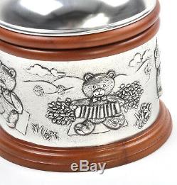 Teddy Bears Picnic Pewter and Wood Music Box by Royal Selangor