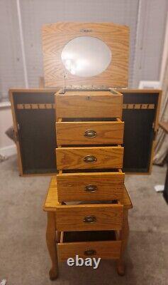 Thomas Pacconi Vintage Jewelry Box + Musical Fine Condition Solid Oak Wood