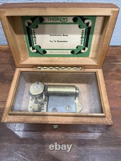 Thorens 2 Song Music Box Anniversary Song/ Try To Remember Beautiful Condition