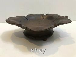 Thorens Carved Black Forest Wooden Footed Music Box Bowl, 11 3/4 x 10 1/2