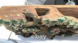 Tree Forrest Wood Carving Vintage Primitive Animals, Flowers Bas Relief Wall Art