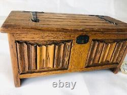 Trinket Wood Music Box Wooden Storage Musical Woodenware Vintage ra