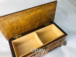 Trinket Wood Music Box Wooden Storage Musical Woodenware Vintage ra