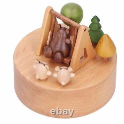 URRNDD Wooden Music Box Innovative Cartoon Bear Swing Musical Box Ornament